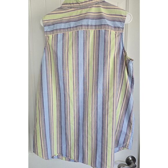 Willow Lane 18W Multi Color Cotton Blend Sleeveless Collar Button Shirt - Picture 4 of 6